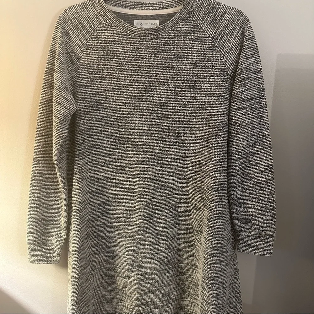 Loft Lou & Grey Small Shimmer Tweedy Dress Long Sleeve Textured